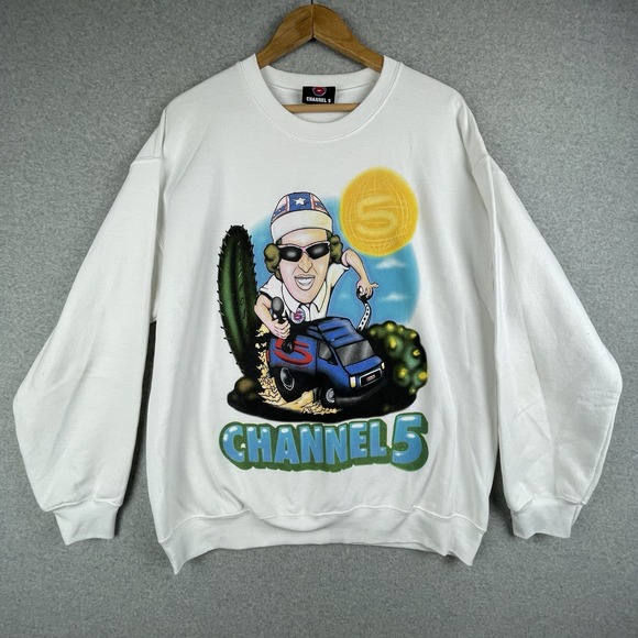 Other - channel 5 News Sweatshirt Men's Large White pullover Andrew Callaghan All Gas NO